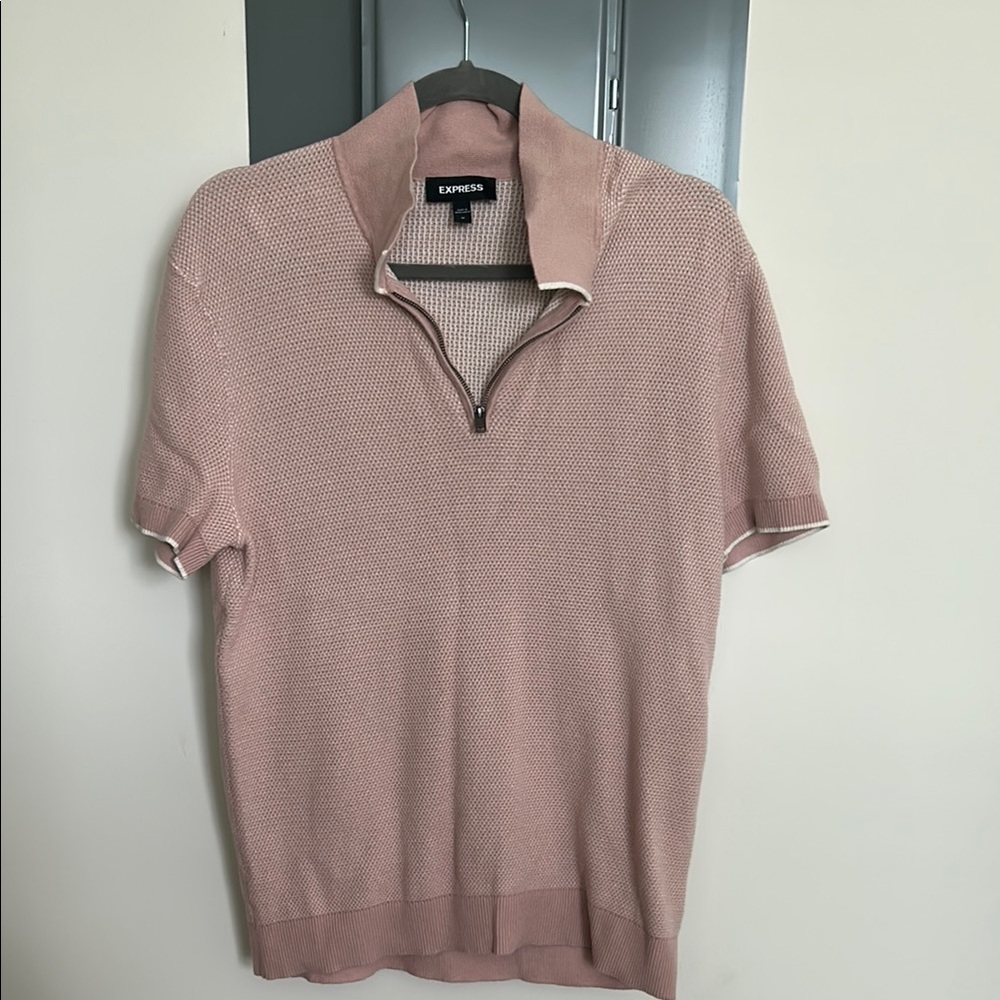 Express Pink Zip Up Sweater with Classic Fit